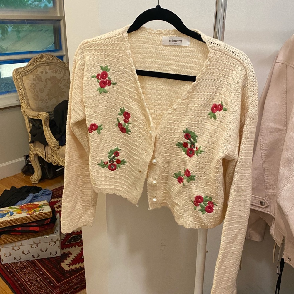 Storets embroidered cropped cardigan